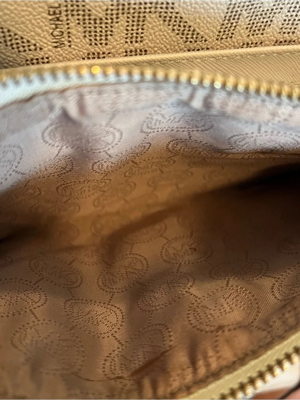 Michael Kors Cream and Brown MK Logo Crossbody Bag